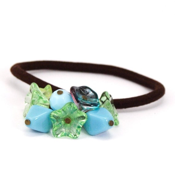 Turquoise Blue and Green Hair Elastic - Great Easter Gift