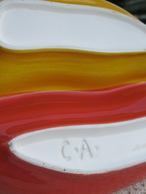 Vintage California Pottery Serving Dish - Divided Chilli Peppers