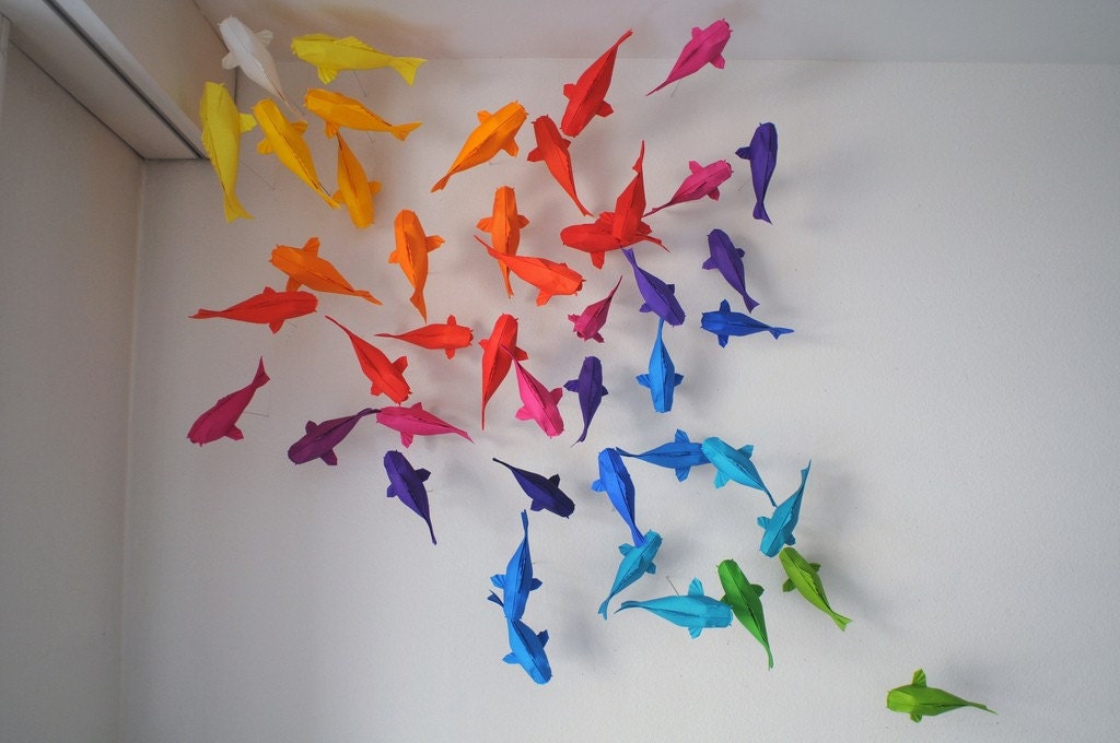 Colorful origami koi