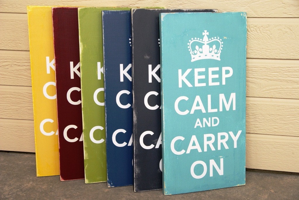 Keep Calm and Carry On Sign-Solid Wood- Distressed-Pick Your Own Colors - Large