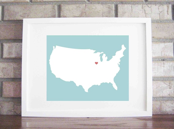 Customize Your Home is Where the Heart Is World or USA 11 x 14