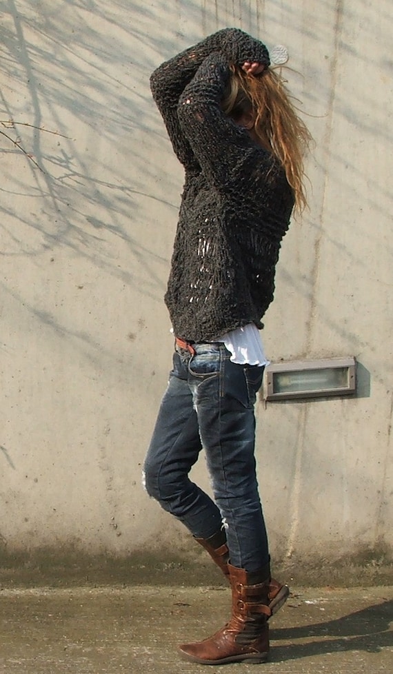 Charcoal grey oversized grunge sweater