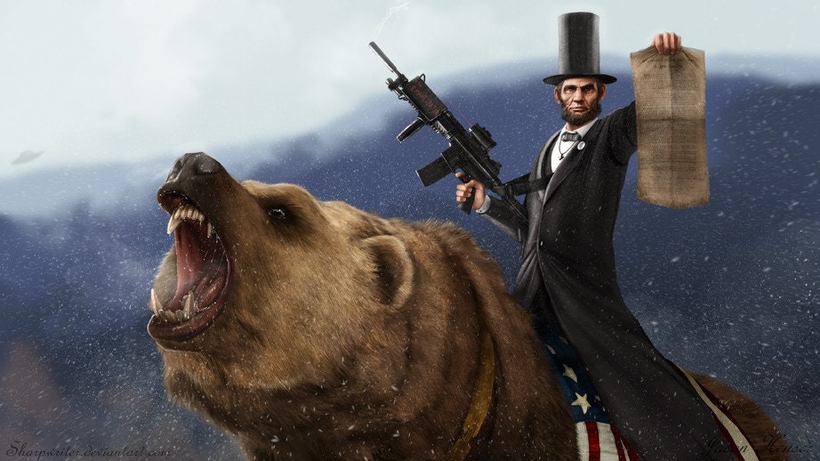 Abe Lincoln Riding a Grizzly Limited Print