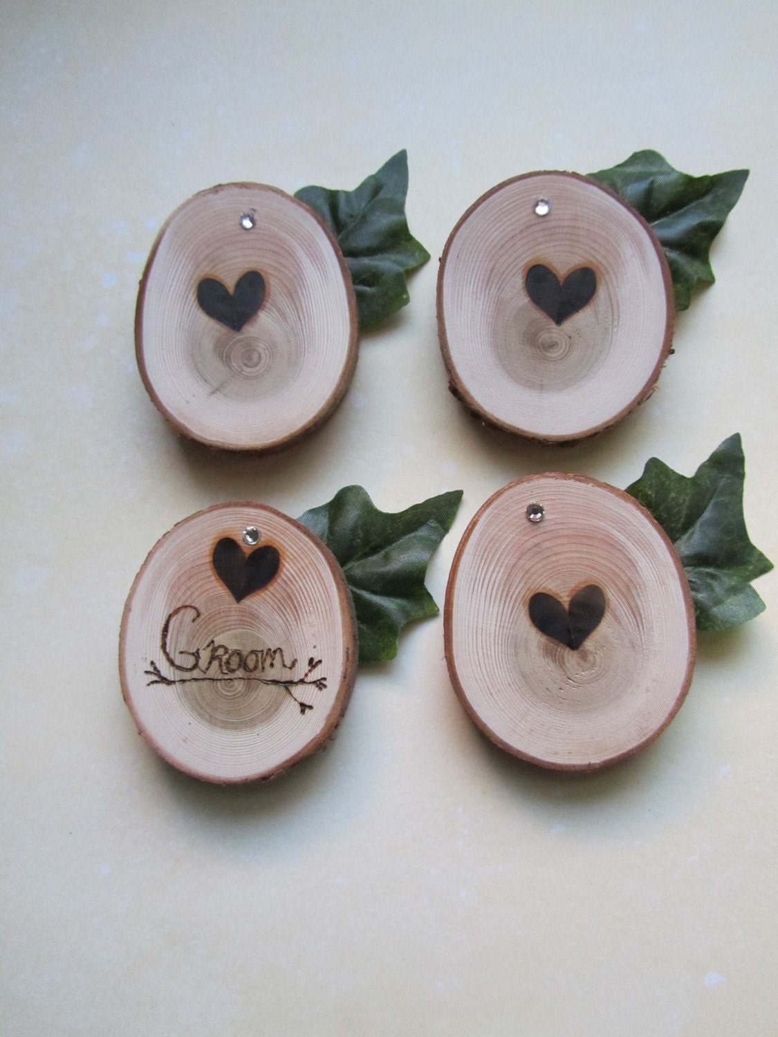 Rustic Fairytale Wedding Boutonniere Set of 4