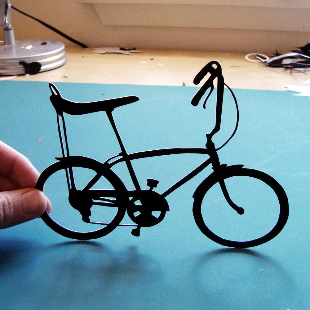 Banana Seat Bike, Hand-Cut Original Paper Silhouette- 8x10
