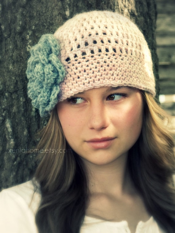 Blush and Gray Flower Cloche Hat