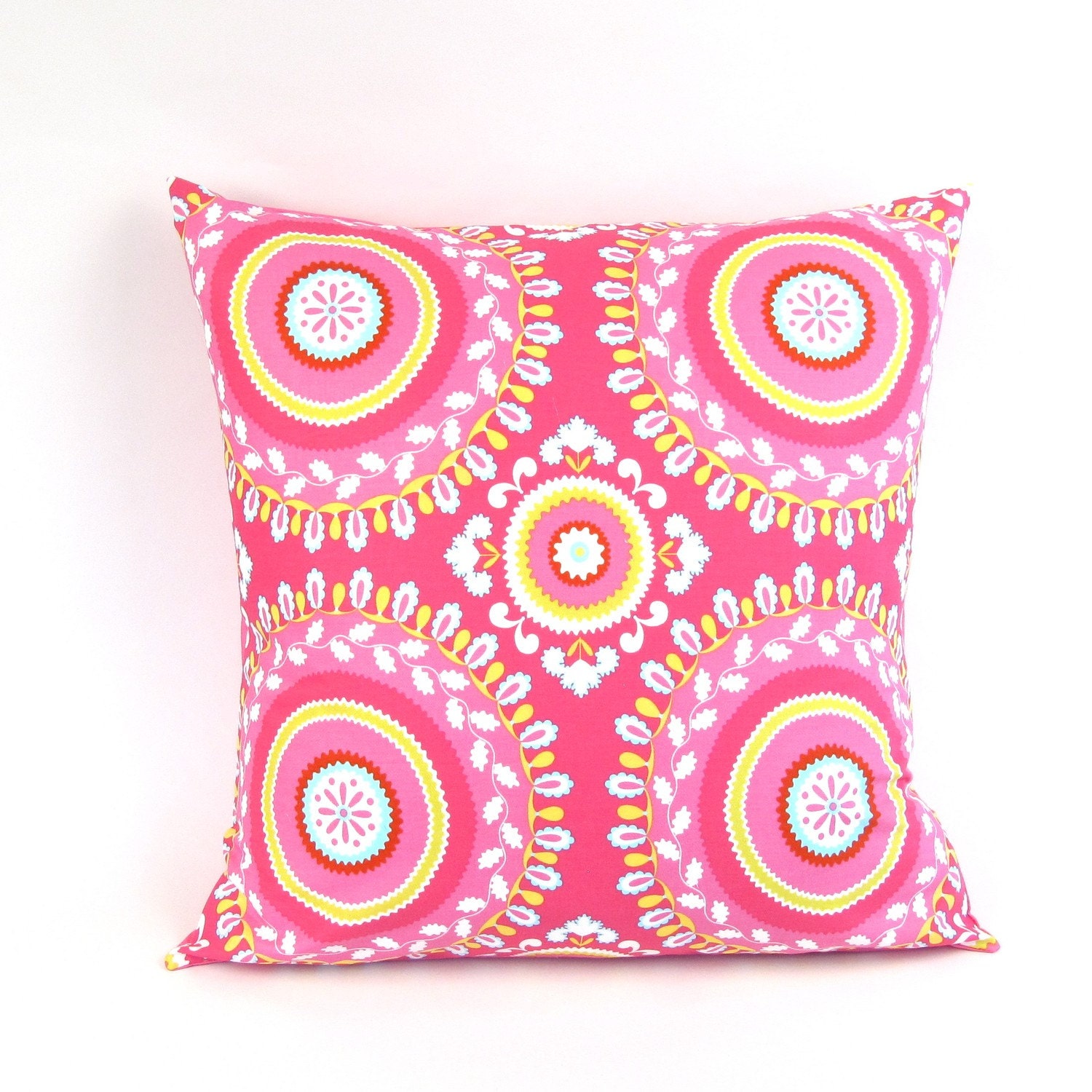 Bohemian Pillow Cover in Honeysuckle Pink 20 inch