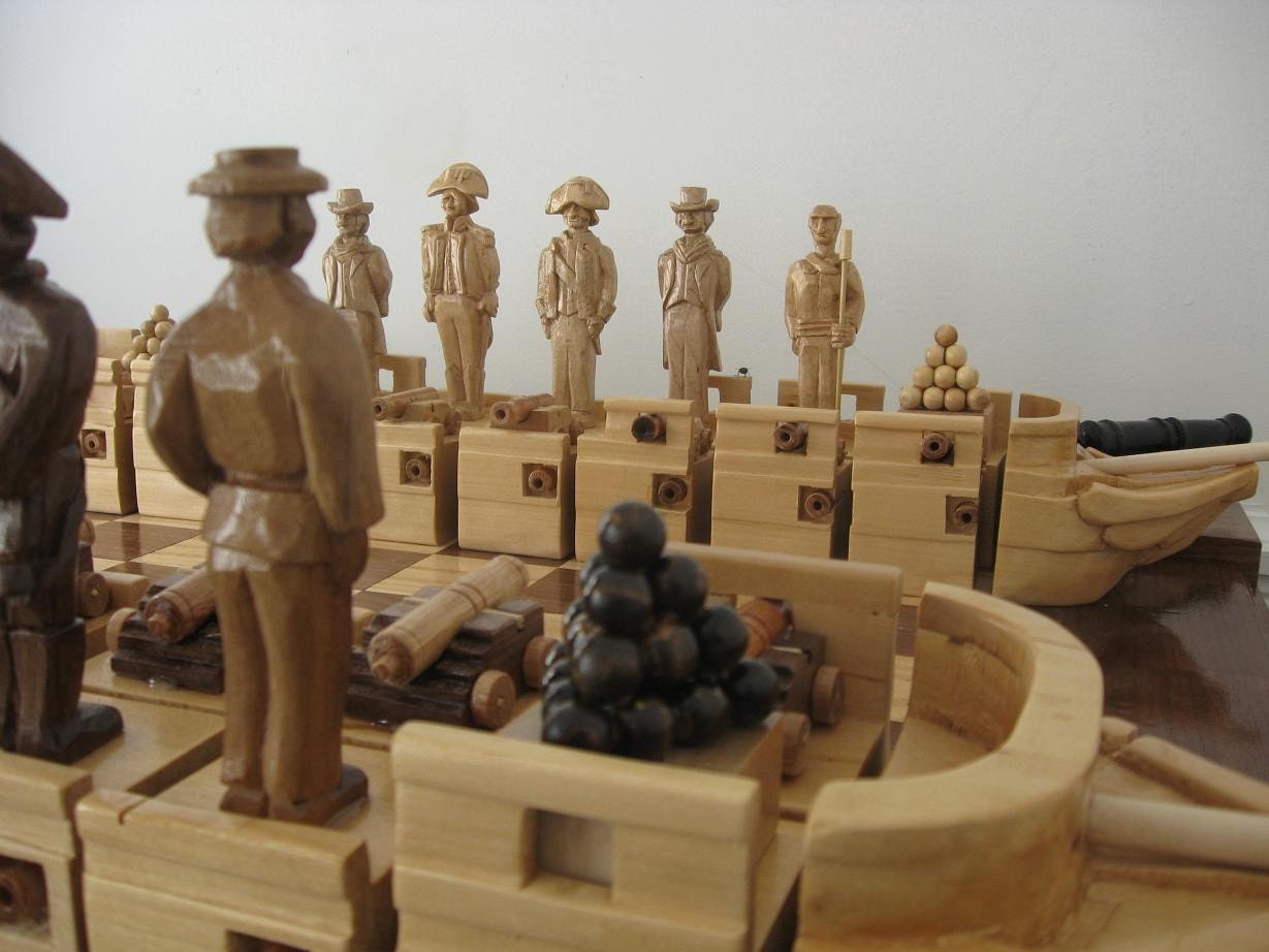 War of 1812 Chess Set by Jim Arnold, The Constitution versus the Guerierre