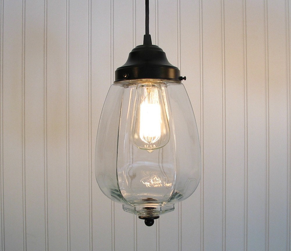 Westbrook. LARGE Clear Mixed Media PENDANT Light