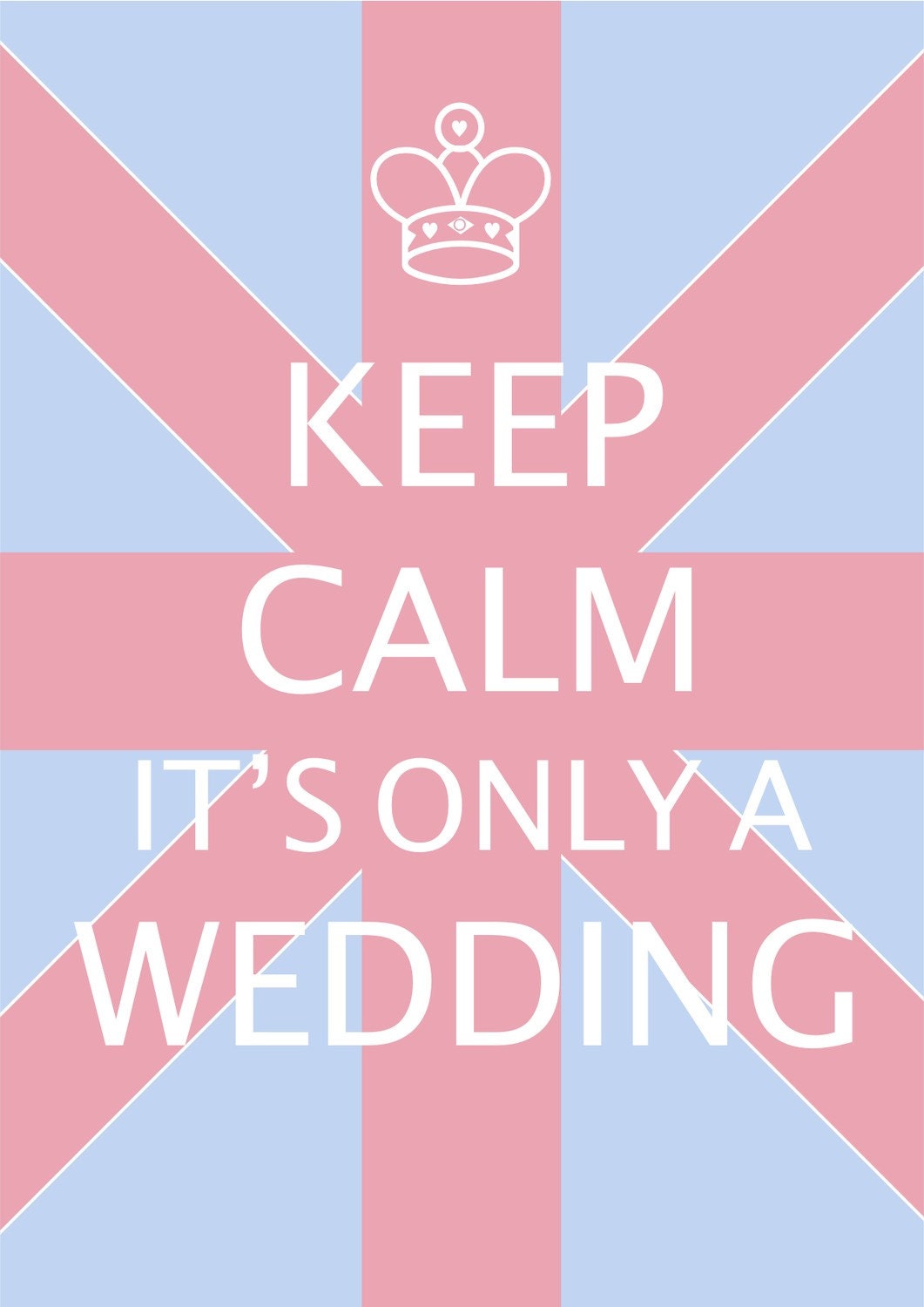 Keep Calm It's Only A Wedding Union Jack Postcard (Pastel Pink)