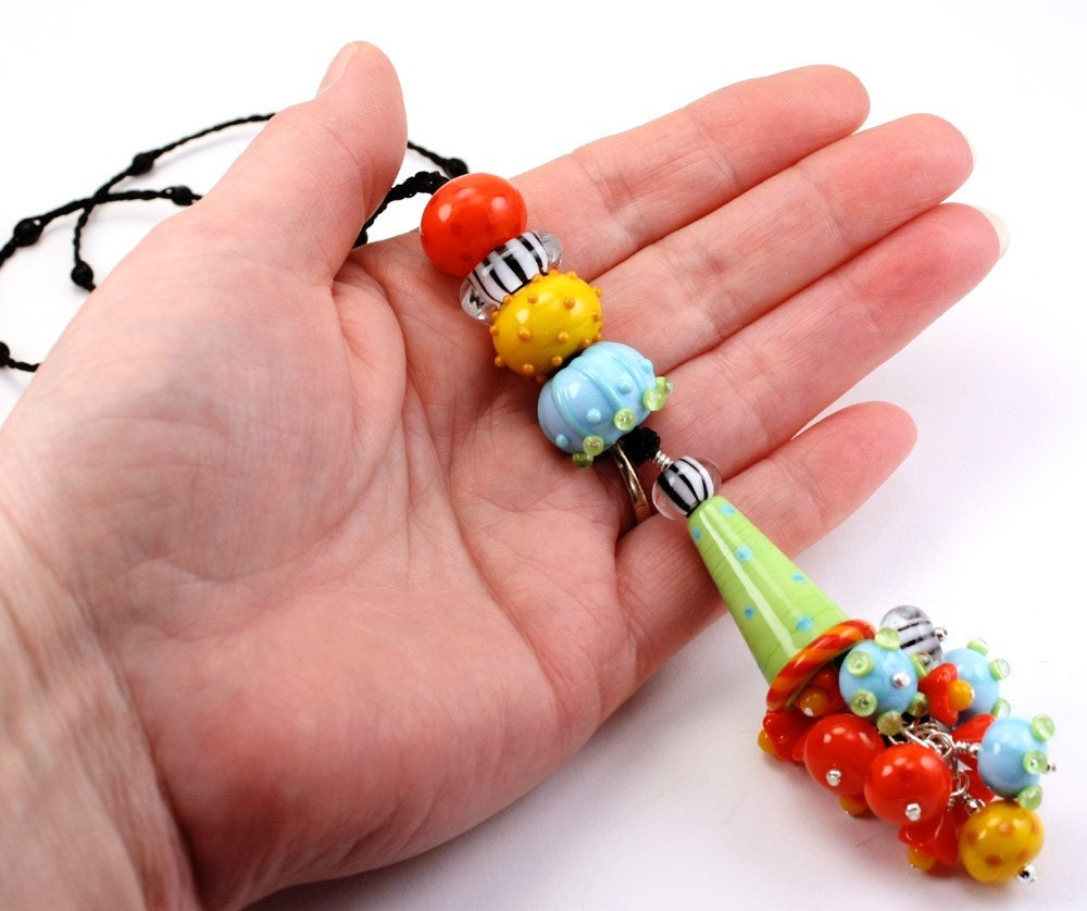 Lampwork Glass Hollow Beads Necklace