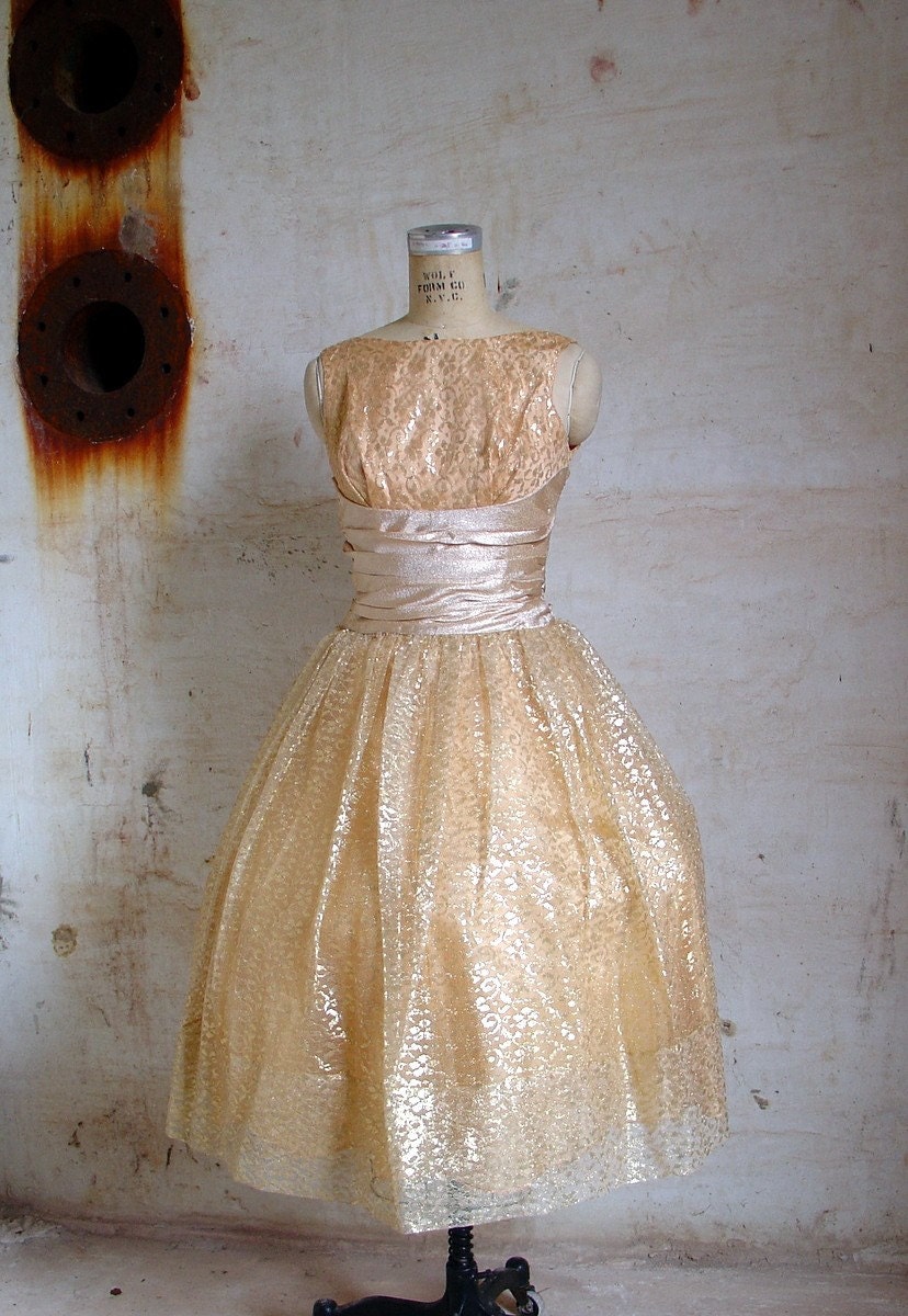 50s gold CINDERELLA prom dress
