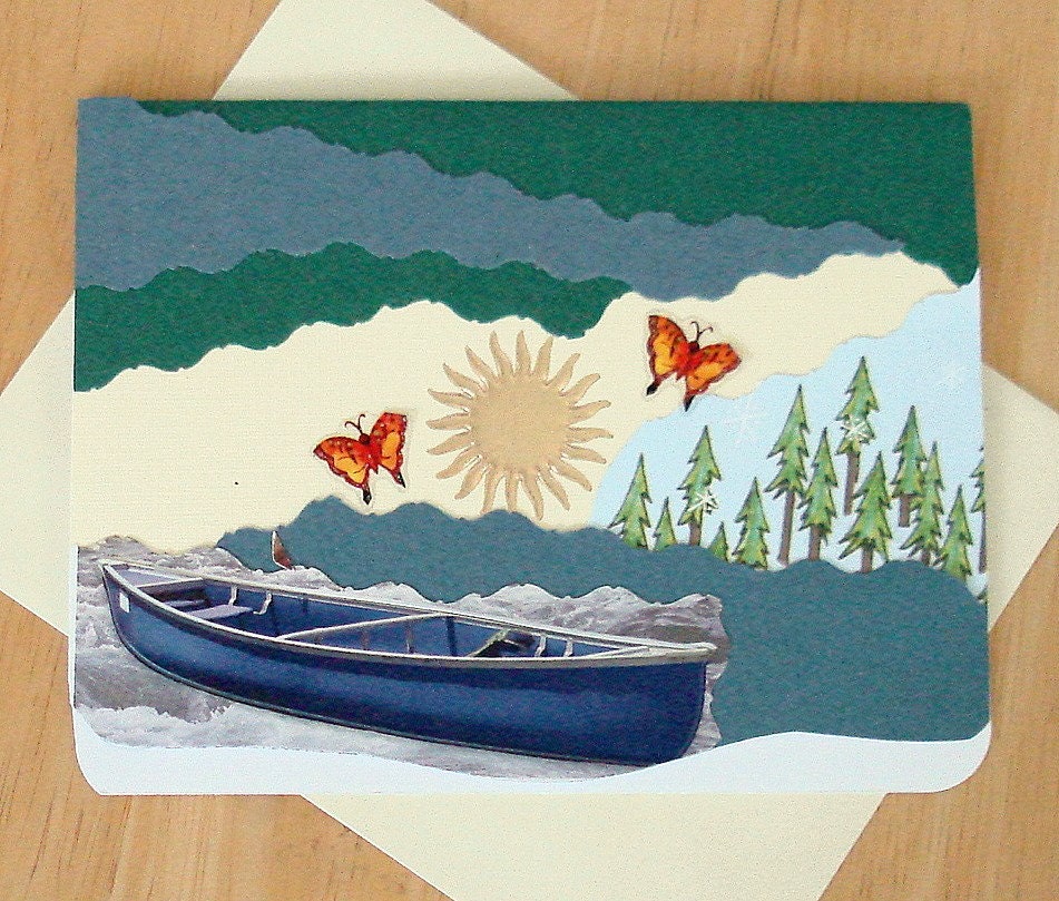 Vintage, Paddling a  CANOE in The Great Outdoors Theme, Handmade