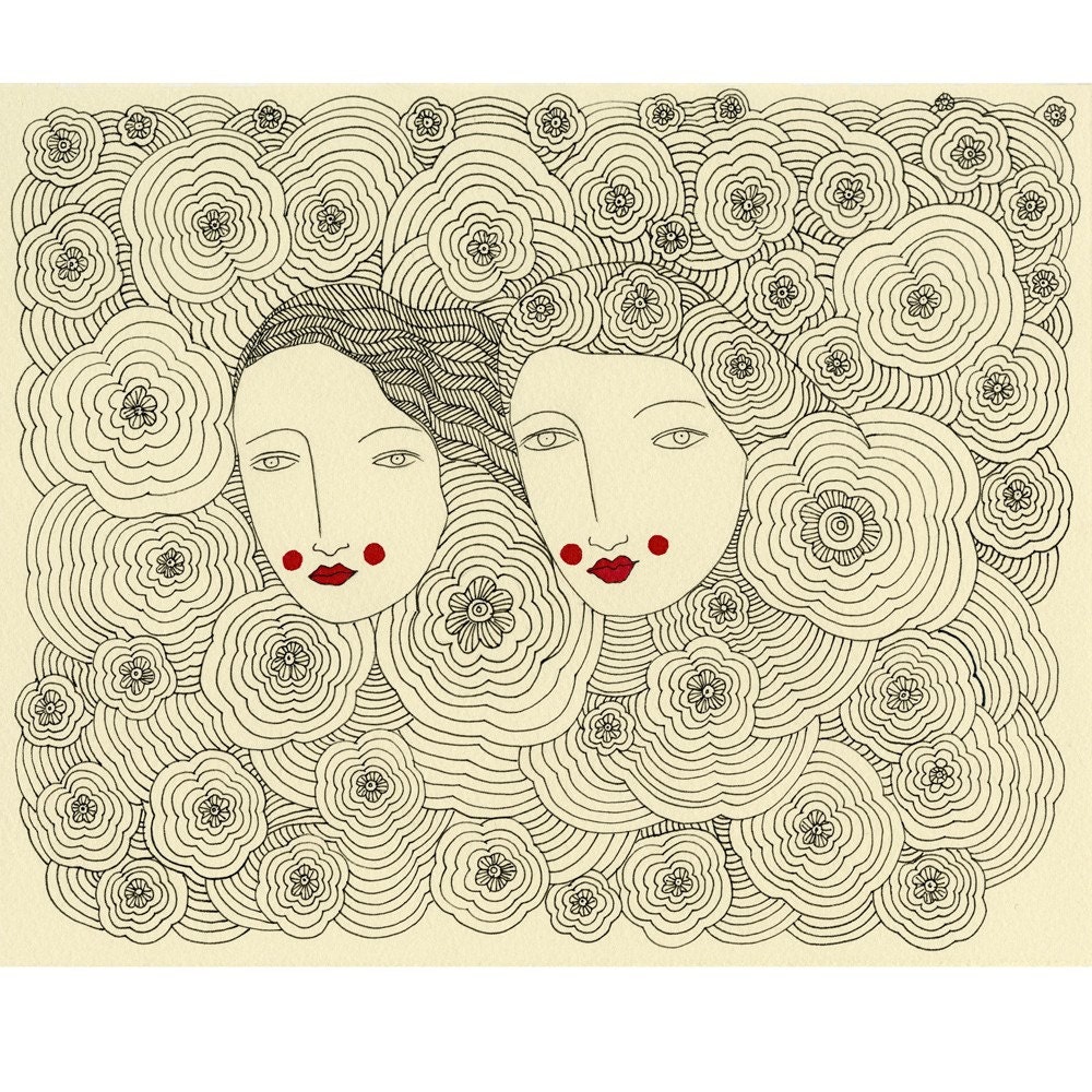 Spring Sisters-Archival Print   SALE... Buy two, get one free