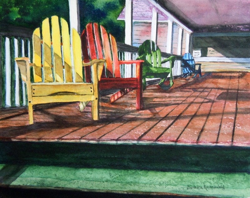 Peaceful Porch Art - Limited Edition Fine Art Reproduction 11x14 Free Shipping