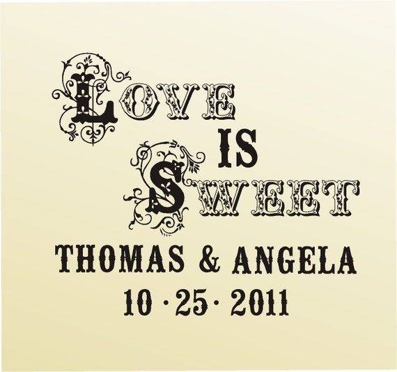  Love is Sweet Wedding Candy Buffet Personalized or save the date rubber 