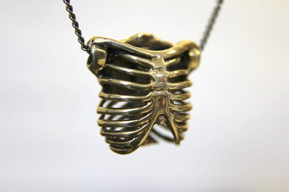 3D Bronze Ribcage Necklace