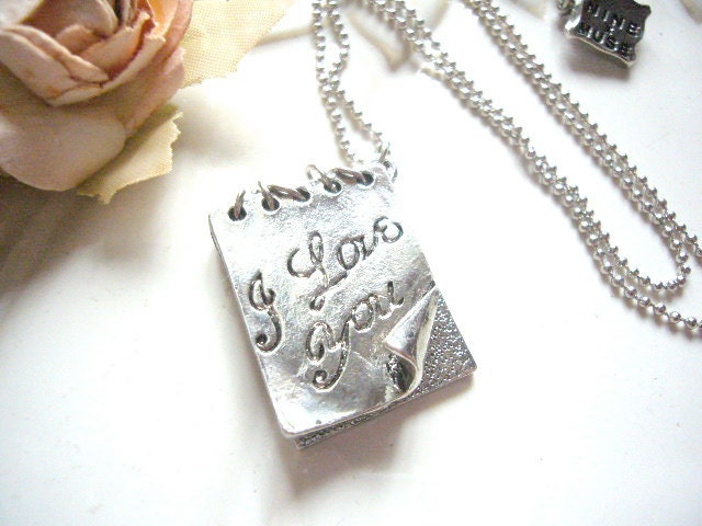 I Love You Notebook. Notebook, I Love You Charm Necklace (sliver-tone). From ninexmuse