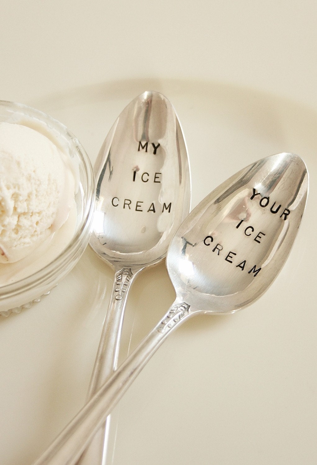 Vintage my ice cream your ice cream silver plated spoon set recycled flatware beachhouseliving on etsy
