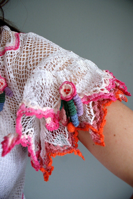 30s 40s estilo vintage Crochet Vestido Boho