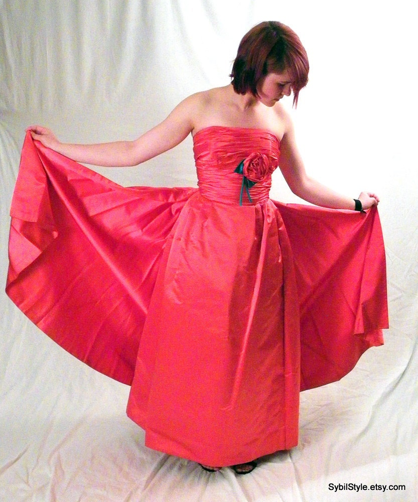 Red Silk Prom Dress Ballgown Wedding Dress