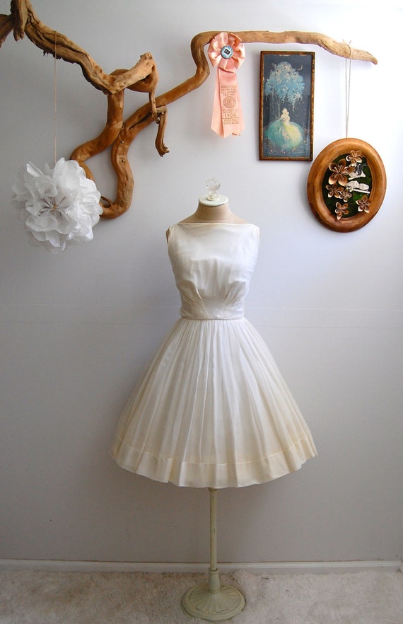 The Paige- Vintage 1950s White Chiffon Party Dress