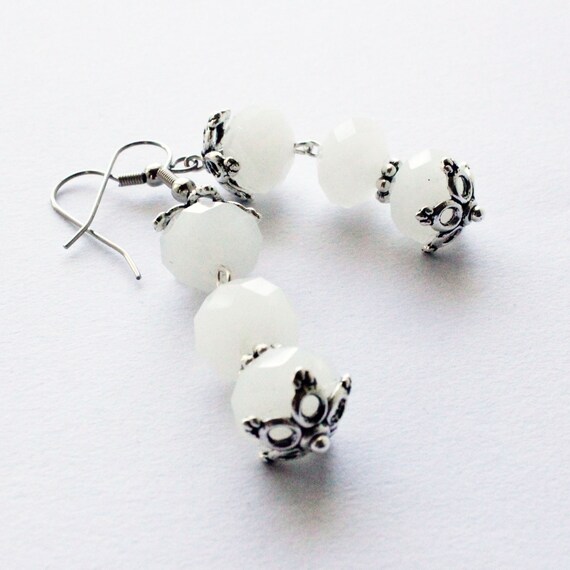 White Bells - Quartz Earrings