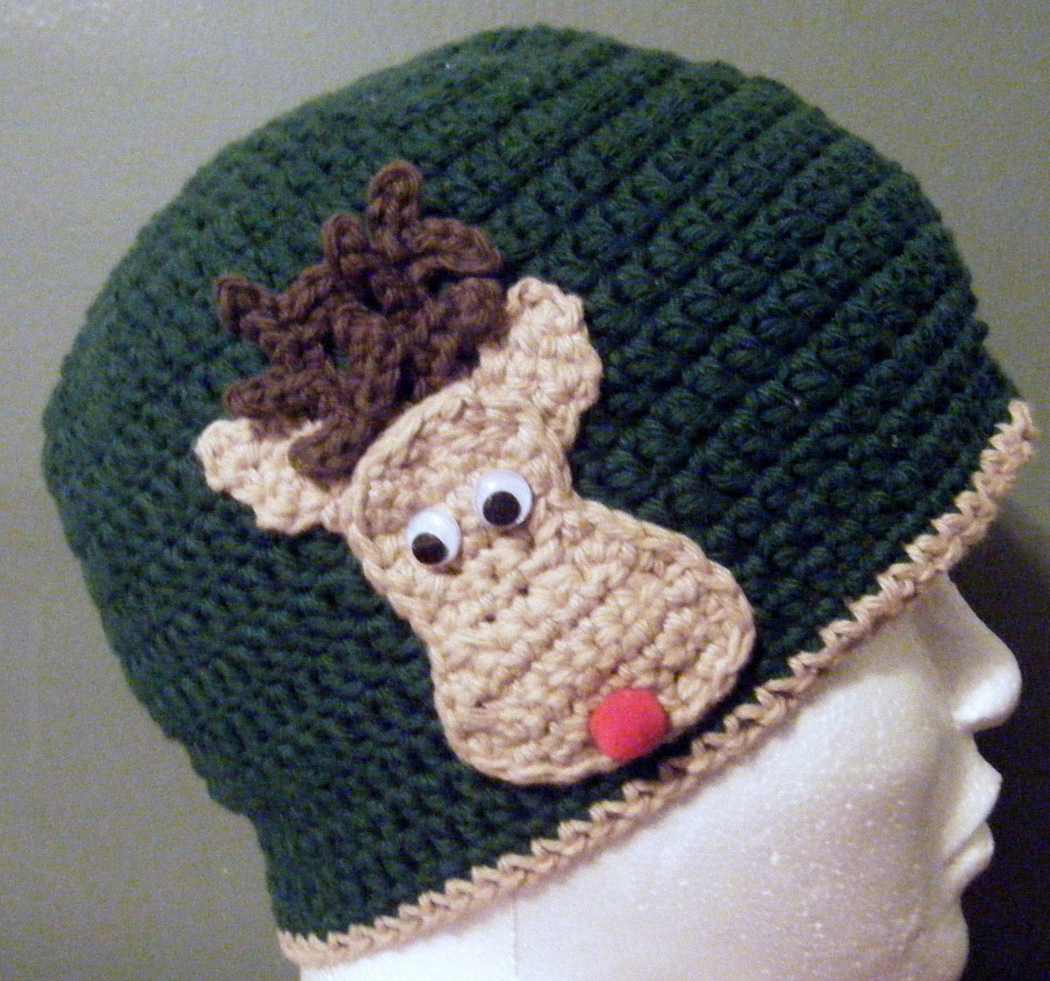Handmade Crochet Reindeer Hat - custom - any size/color combination