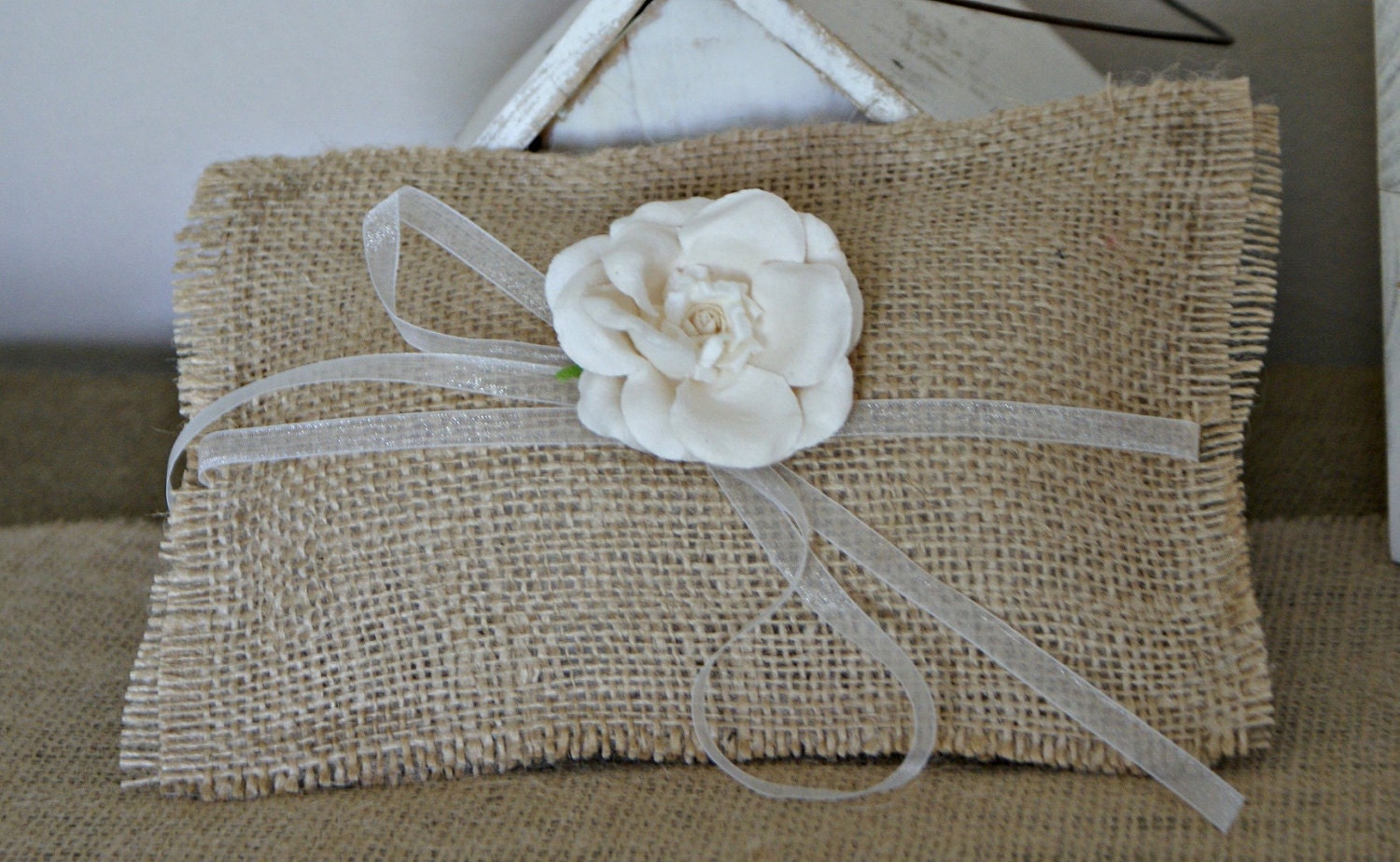 Mini Ring Bearer's Pillow, white, rustic, shabby chic, beach, garden, outdoor, farmhouse, country, ivory