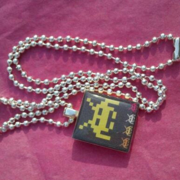 Space Invaders Scrabble Tile Necklace