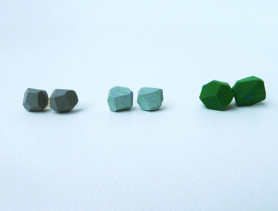 mint green marbled geo earrings