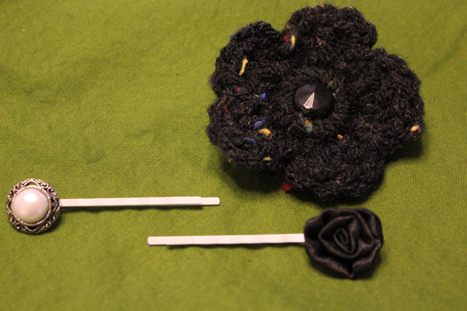 Set of Three Hair Pins in Classic Black & White