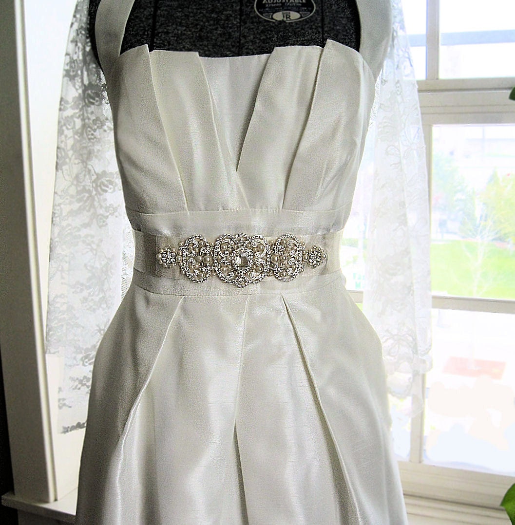 Sparkle Rhinestone and Pearls bridal sash