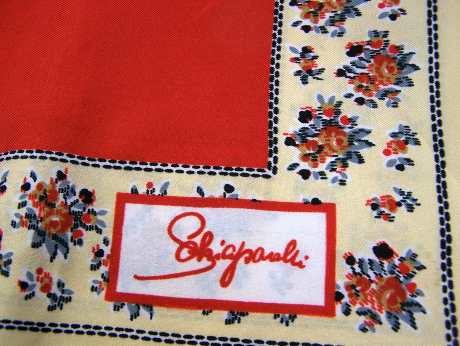 Vintage Schiaparelli Red and Yellow Scarf