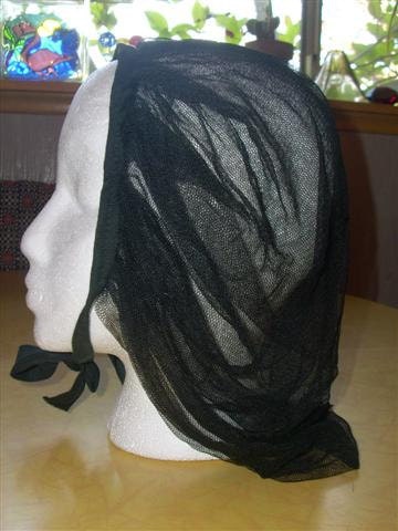 Black Hair Net. Vintage Black Hair Net, Ties, Sheer Netting. From FashionChic