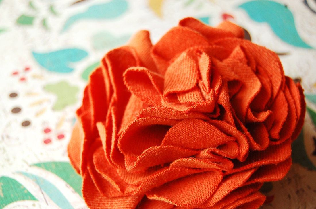 Burnt Orange Carnation Corsage - Repurposed T-shirt