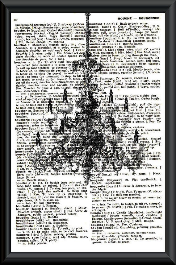 Chandelier  Upcycled Vintage French English Dictionary Page