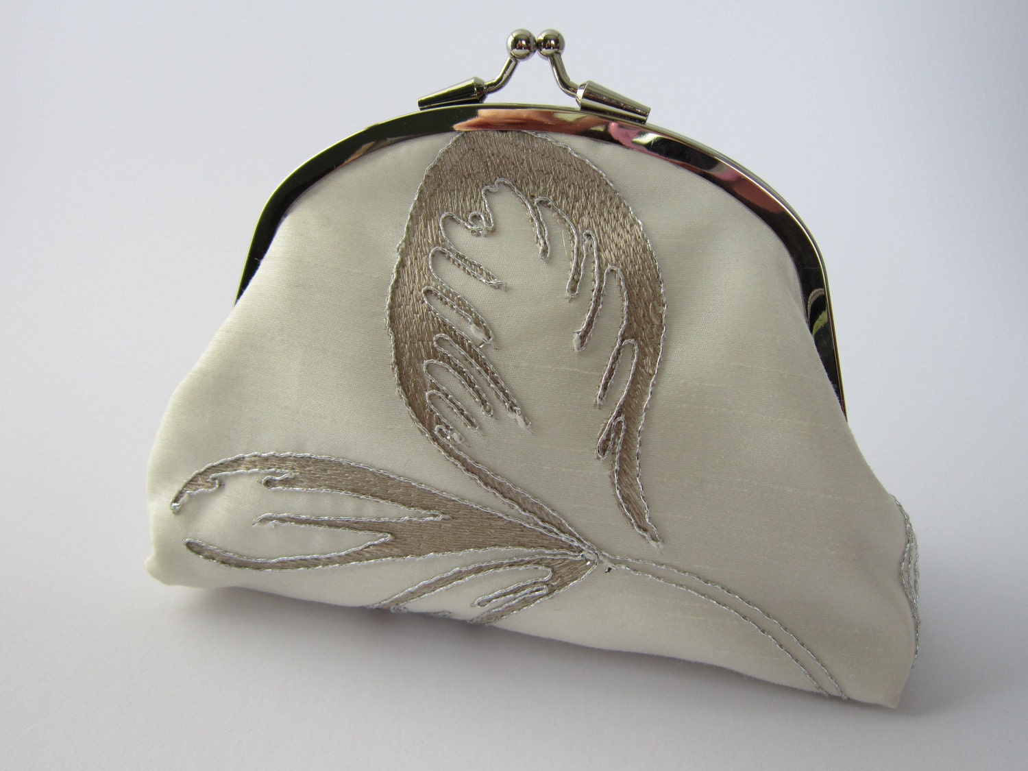 Silver Embroidered Purse/Wallet
