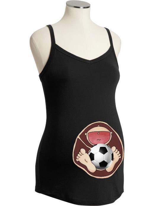 Soccer Baby in Belly. Black Tank Top. Size S, M, L or XL