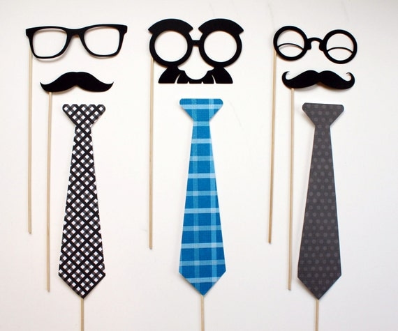 Photobooth Props on a Stick - Tie one One - Fathers Day, Neck tie, Mustache, Glasses on a Stick