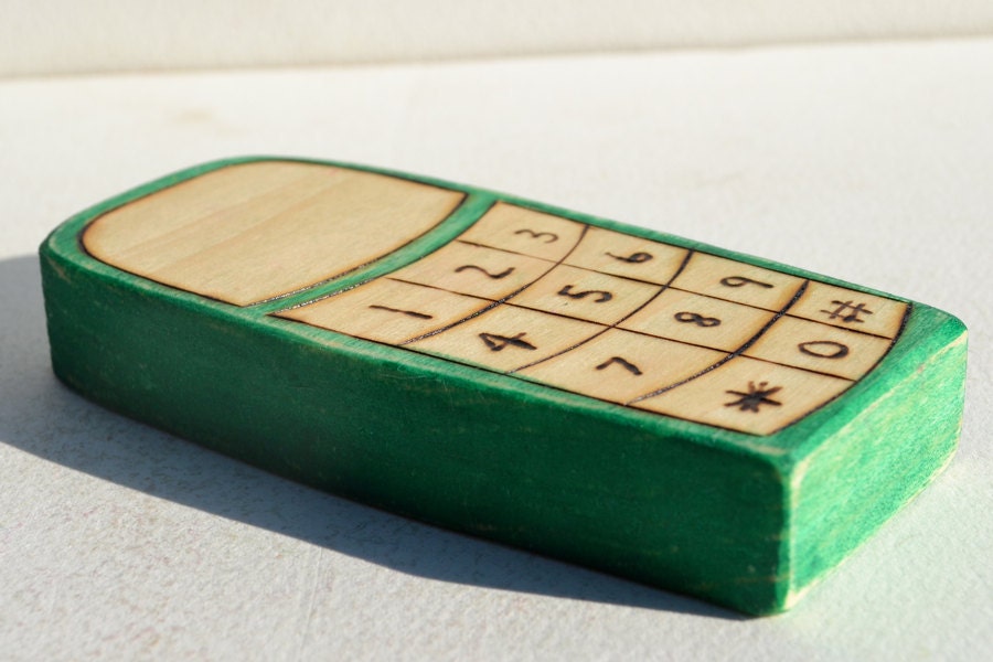 Green Wooden Cell Phone Toy