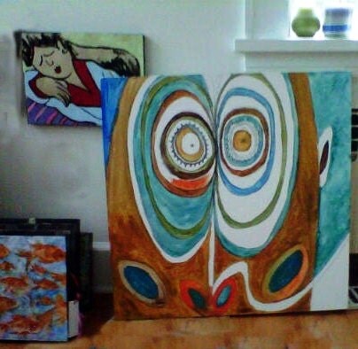 African Art, Museum Inspired Painting 24X24" Gallery Wrapped Canvas Special PRice for WORK in PROGRESS