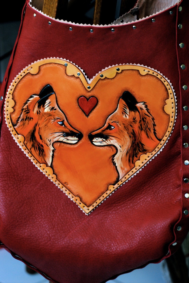 Foxes in Love Extra Large Hobo Bag
