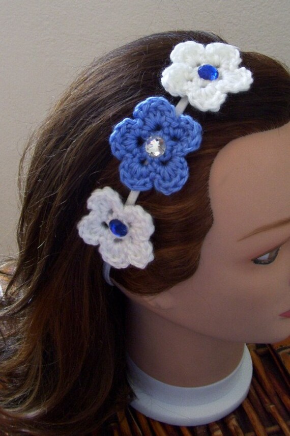 Blue & White Flower Headband
