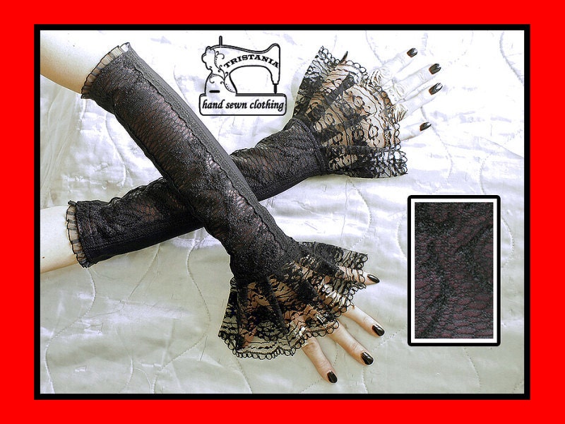 gothic cyber goth gloves arm warmers fingerless cuff harajuku queen of darkness lolita victorian steampunk corset style 0210