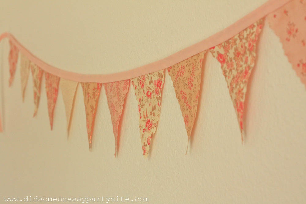 Pink and Creamy Yellow Fabric Pennant Banner