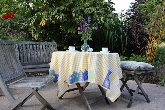 Blue City Table Cloth or Picnic Blanket