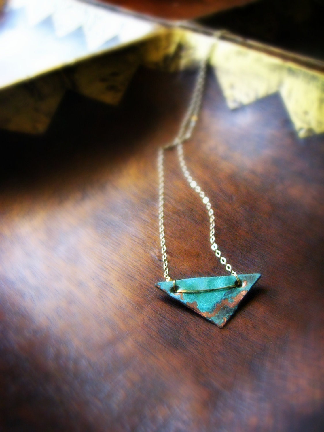 Alchemy Full Triangle Verdigris Patina necklace