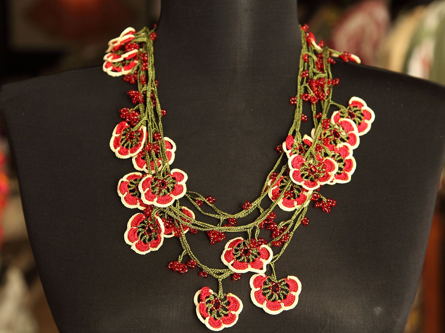 turkish lace - needle lace - oya necklace - FREE SHIPMENT - 008-09
