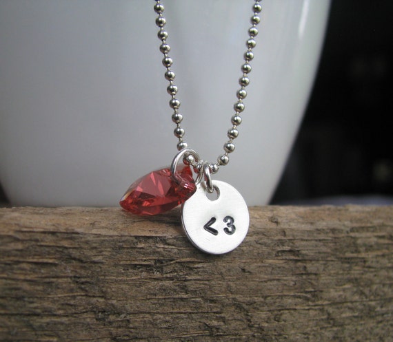 Love Text Handcrafted Handstamped Personalized Teeny-Tiny Charm Necklace